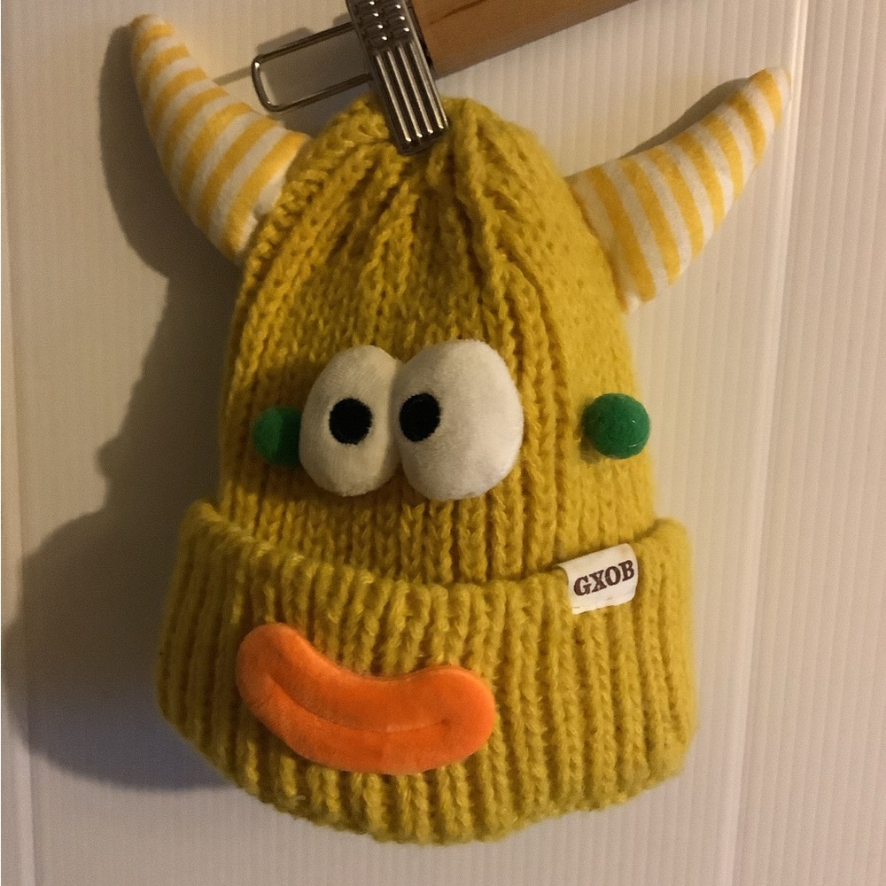 GXOB Kids Monster Beanie Hat | 3D Face | Yellow